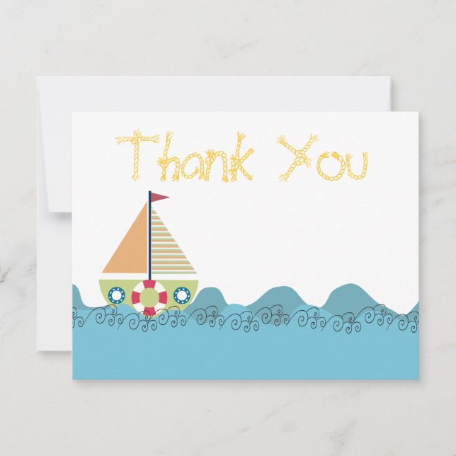 Boys Sail Boat Birthday Merci Cartes de notes (Devant)