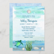 Boys Sea Turtle Baby Shower Invitation
