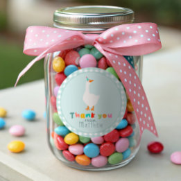 Boys Silly Goose Blue Farm Birthday Gingham Favour Classic Round Sticker