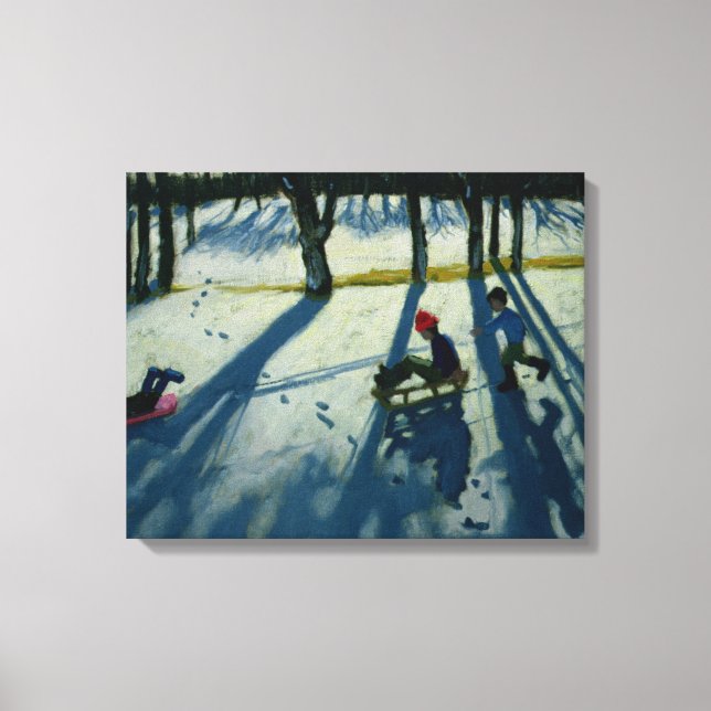 Boys Sledging Allestree Park Derby Canvas Print (Front)