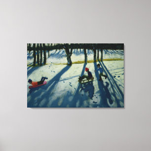 Boys Sledging Allestree Park Derby Canvas Print