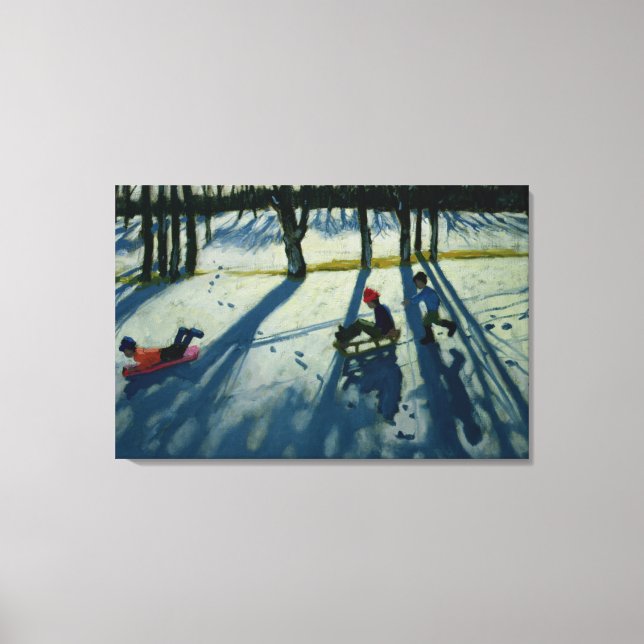 Boys Sledging Allestree Park Derby Canvas Print (Front)