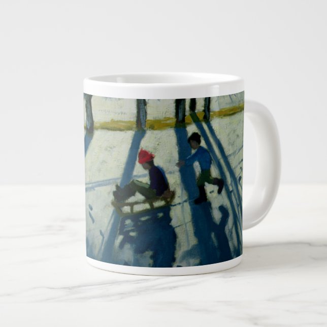 Boys Sledging Allestree Park Derby Large Coffee Mug (Front Right)