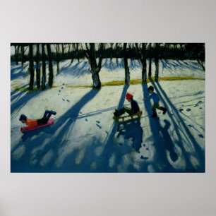 Boys Sledging Allestree Park Derby Poster