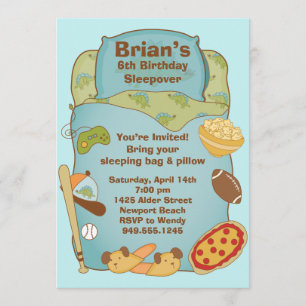 Boys Sleepover Party Invitation