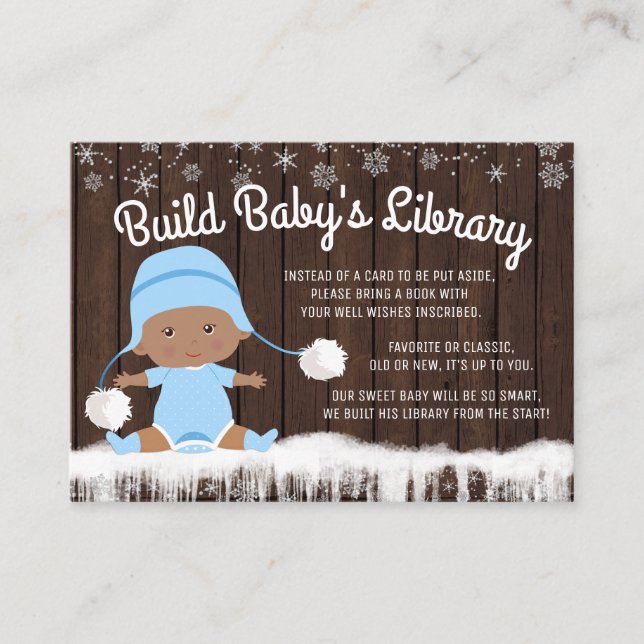 Boys Snowflake Bring a Book Baby Shower Cards (Front)