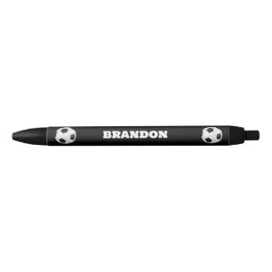 Boys Soccer Ball Black Stylish Custom Name Kids Ink Pen