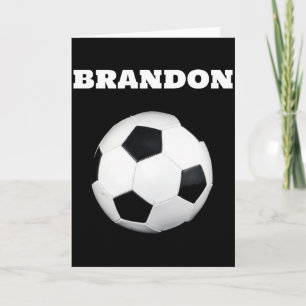 Boys Soccer Ball Black Stylish Custom Name Kids T Card