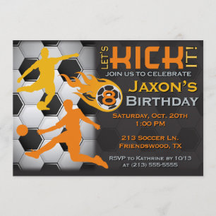 Boy's Soccer Birthday Invitation - Let's Kick It