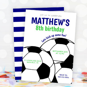 Boys Soccer Birthday Party Invitation