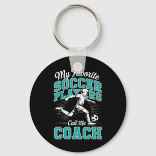 Boys Soccer Coach My Favourite Soccer Players Aqua Keychain
