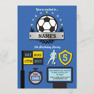 Boy's Soccer Party Birthday Sports Blue Invite