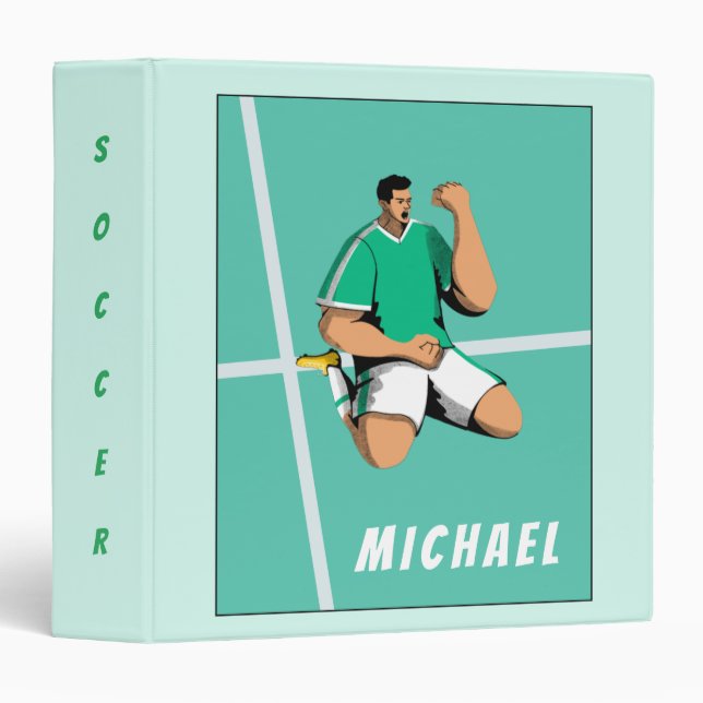 Boys Soccer Player Coach Cool Graphic Illustration Binder (Front/Spine)