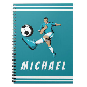Boys Soccer Player Cool Graphic Illustration Name Notebook
