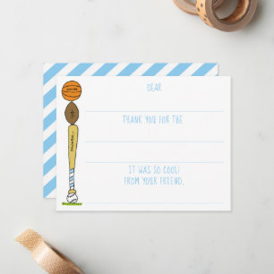 Boys Sports Balls Fill-In Birthday Thank You Card