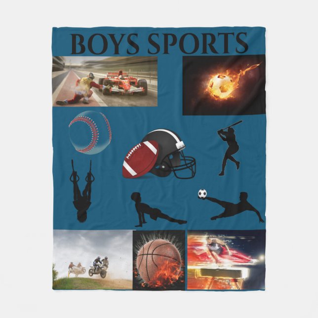 BOYS SPORTS FLEECE BLANKET. (Front)