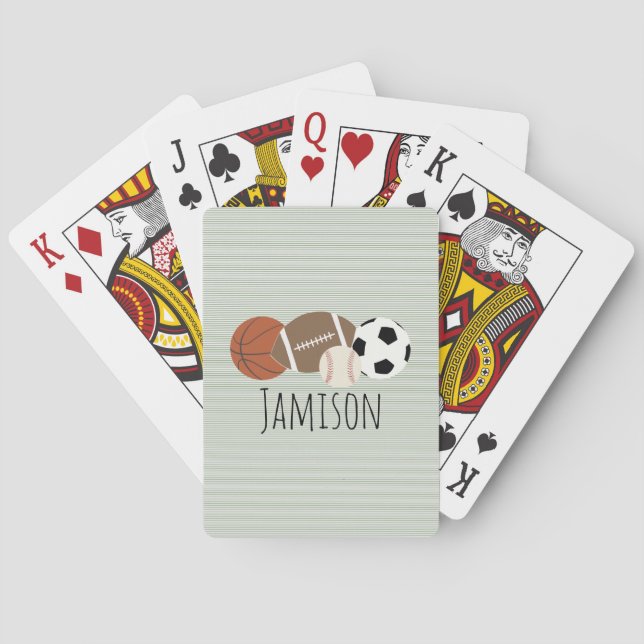 Boys Sports Green Stripe  Playing Cards (Back)