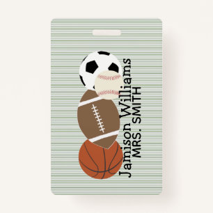 Boys Sports Green Stripe Waterproof Labels Badge