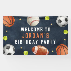 Boys Sports Navy Birthday Welcome Banner