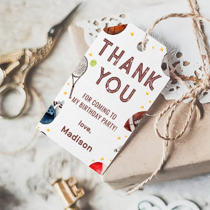 Boys Sports Thank You Kids Birthday Gift Tags