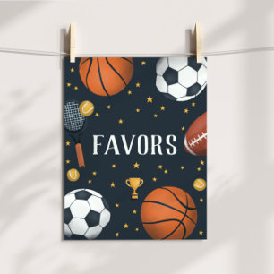 Boys Sporty Blue Birthday Party Favour Sign