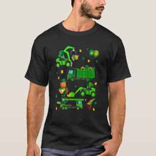 Boys St Patricks Day Crane Truck Construction Todd T-Shirt