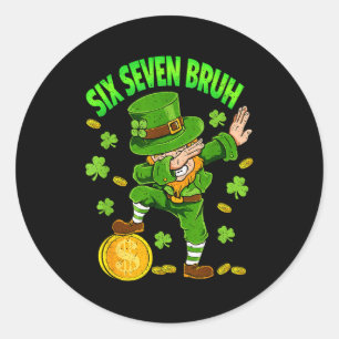 Boys st patricks day six seven bruh 6 7 saint classic round sticker