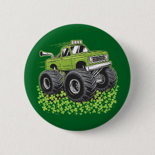 Boys St Patricks Day Toddler Lucky Monster Truck  2 Inch Round Button