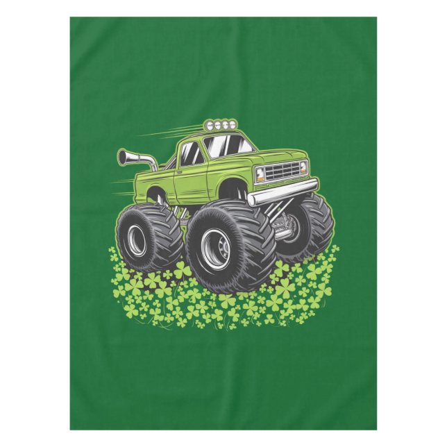 Boys St Patricks Day Toddler Lucky Monster Truck  Tablecloth (Front)