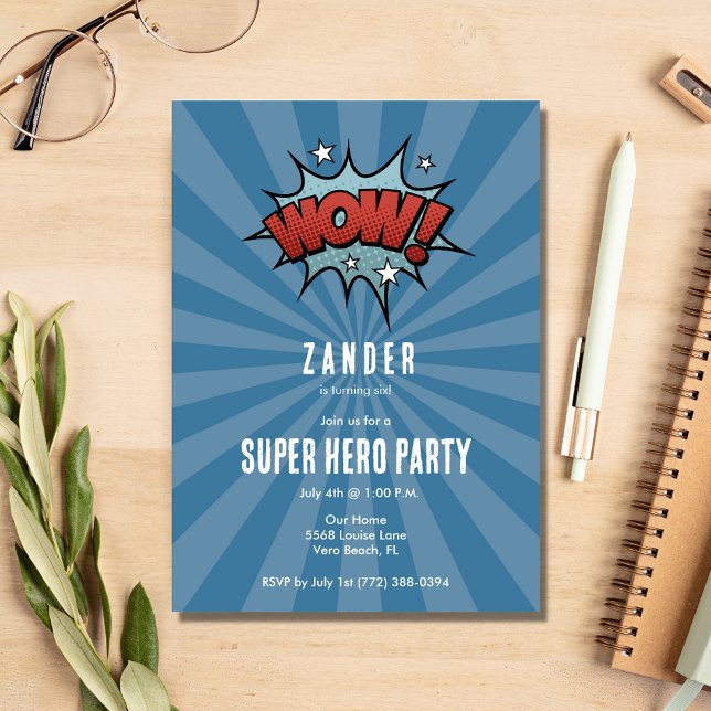 Boys Super Hero Comic Anniversaire Fête Invitation (Créateur téléchargé)