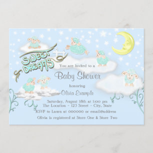 Boys Sweet Dreams Baby Shower Invitation