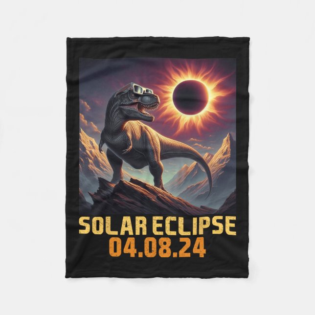 Boys T Rex Dinosaur Astronaut Total Solar Eclipse  Fleece Blanket (Front)