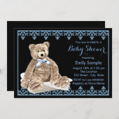 Boys Teddy Bear Baby Shower Invitation (Front/Back)