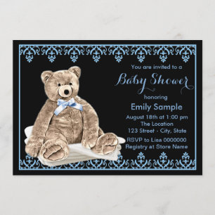 Boys Teddy Bear Baby Shower Invitation
