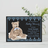 Boys Teddy Bear Baby Shower Invitation (Standing Front)