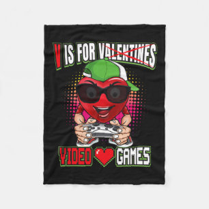 Boys Teen Valentines Day V Is For Video Games Gami Fleece Blanket