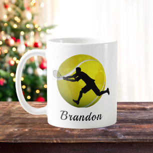 Boys Tennis Player Personalized Name Coffee Mug  