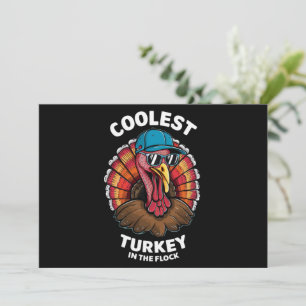 Boys Thanksgiving Kids Coolest Turkey In The Flock Invitation