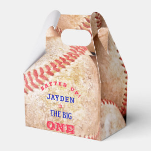 Boys The Big One Baseball 1st Birthday Thank You Favor Box