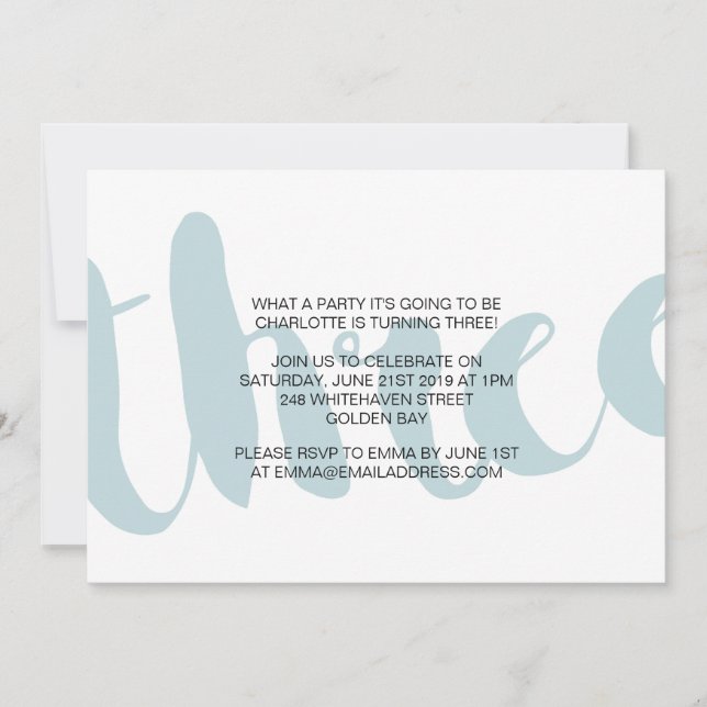 Boys Third Birthday Invitation (Front)