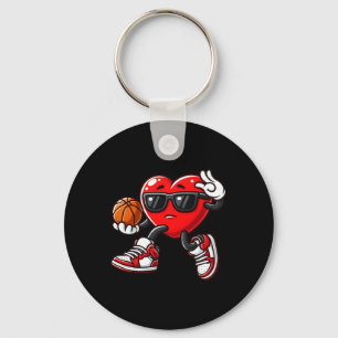 Boys Toddler Cute Heart Playing Basketball Valenti Keychain