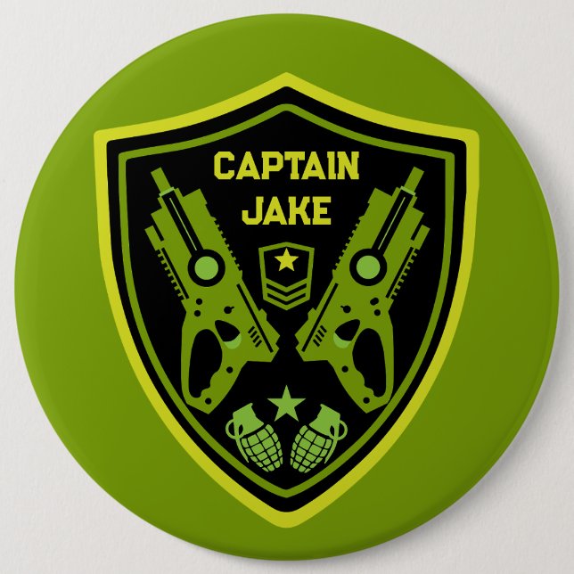 Boys Toy Dart Gun Battle 6 Inch Round Button (Front)