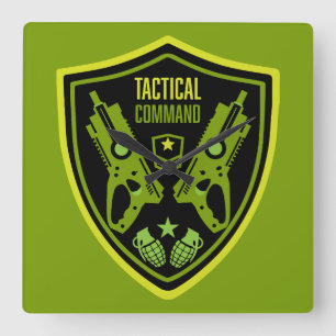 Boys Toy Dart Gun Battle Square Wall Clock