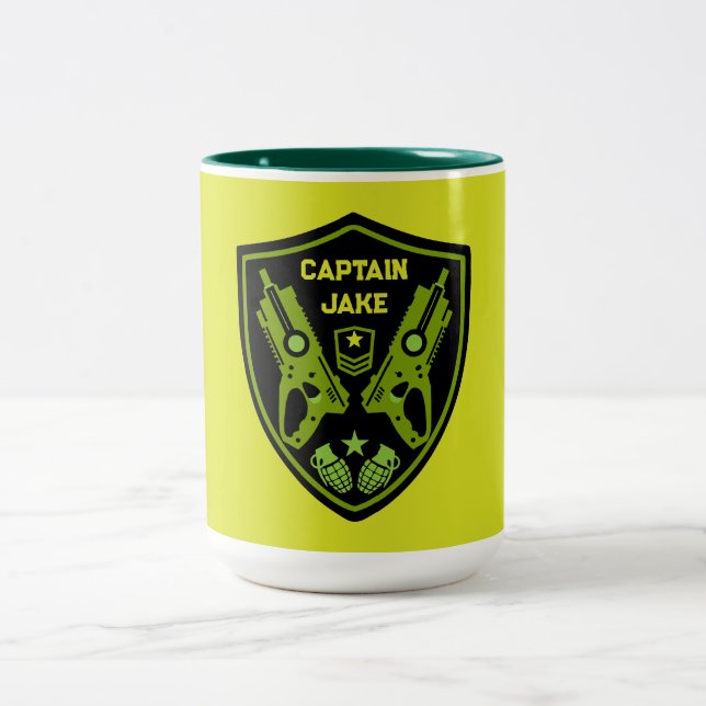 Boys Toy Dart Gun Battle Two-Tone Coffee Mug (Center)