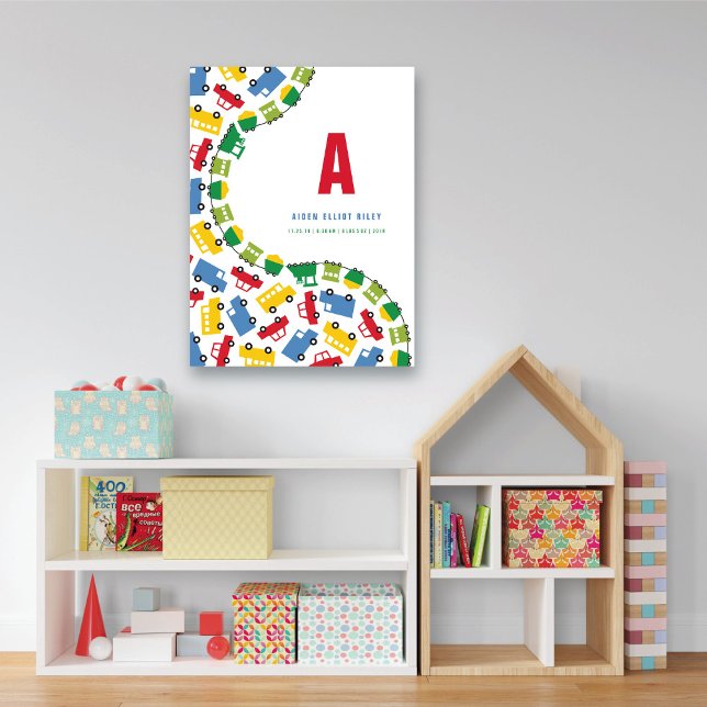 Boys Toys Colourful Fun Transport Baby Nursery Art Canvas Print (Boys Toys Colorful Fun Transport Monogram Baby Nursery Art Canvas Print @ fatfatin_mini_me)