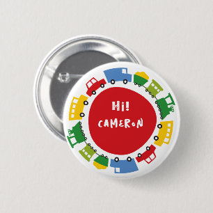 Boys Toys Colourful Fun Transport Birthday Party 2 Inch Round Button