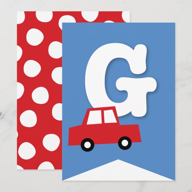 Boys Toys Kid's Birthday Party DIY Bunting Banner Invitation (Front/Back)