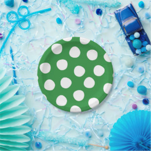 Boys Toys Kids Birthday Party Polka Dots On Green Paper Plate