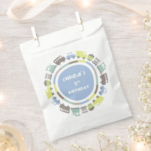 Boys Toys Pastel Blue Kid Transport Birthday Party Favour Bag