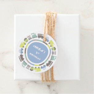 Boys Toys Pastel Blue Kid Transport Birthday Party Favour Tags